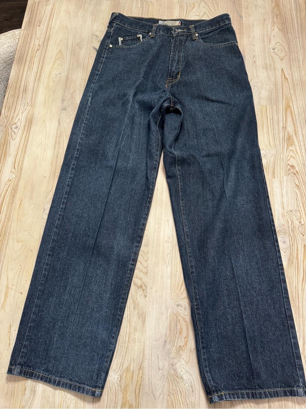 Indigo vintage Y2K Men's Relaxed Wide Leg Jeans in Dark Blue, Skater Style